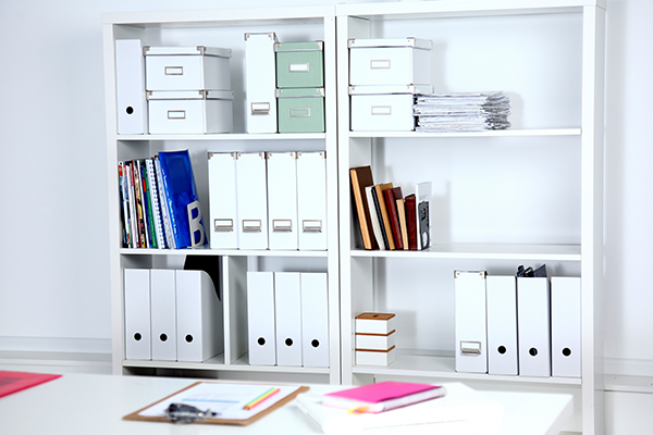 bookcase and storage cabinets